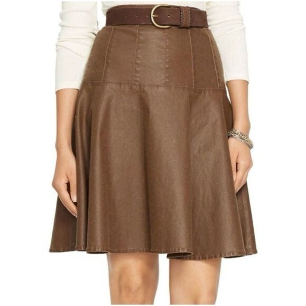 Lauren Ralph Lauren NWT Brown Coated Skirt Size: 10